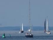 Wassersport vor Usedom: Segelboote auf dem Bodden.