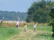 Radtour mit der Familie: Auf dem Achterwasserdeich bei Koserow.