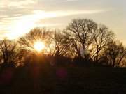 Sonnenuntergang am Achterwasser: Loddin in der Usedomer Inselmitte.