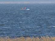 Blick vom Hafen Stolpe: Fischfang auf dem Stettiner Haff.