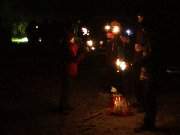 Am Strand von Klpinsee: "Warmlaufen" vor dem Feuerwerk.