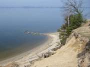 Strand am Peenestrom: Weier Berg auf dem Gnitz.