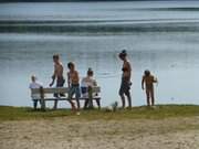 Kleiner Sandstrand am Wolgastsee: Korswandt bei Ahlbeck.