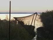 Reuse und Boot: Fischerei auf der Insel Usedom.