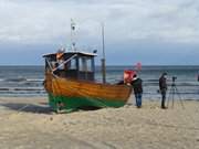 Fotomotiv: Fischerboot am Ostseestrand von Ahlbeck.