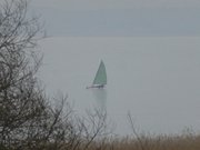 Wassersport auf dem Eis: Segelschlitten auf dem Achterwasser.