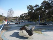 Holzskulpturen auf der Strandpromenade: Trassenheide auf Usedom.