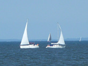 Segelboote auf dem Greifswalder Bodden: Wassersport zwischen Usedom und Rgen.