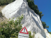 Abbruch erfolgt: Warnschild zu Fen der "Wissower Klinken".