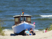 Ruheplatz am Fischerboot. Ostseebad Heringsdorf.