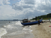 Insel Usedom: Fischerboot im Ostseebad Heringsdorf.