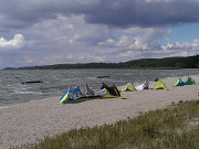 Kamminke im Sdosten Usedoms: Kite-Schule im Haffland.