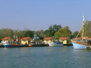 Fischerhtten: Hafen von Freest am Peenestrom.