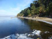 Sandstrand am Peenestrom: Halbinsel Gnitz im Winter.