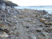 Strandbreite gleich Null: Noch ist das Wasser nicht zurckgegangen.