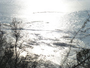 Blick vom Hftberg bei Loddin: Vereistes Achterwasser.