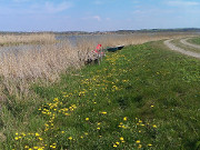 An der Melle: Fischerboot an der Ausfahrt zum Achterwasser.