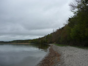 Dunkle Wolken ber dem Haff un der Insel Usedom.