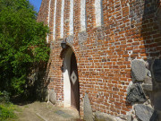 Giebel: Die turmlose Dorfkirche von Morgenitz.