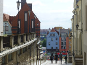 Stettin an der Oder: Blick herab in Richtung Hafen.