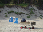 Fischkarren am Ostseestrand: Seebad Zempin auf Usedom.