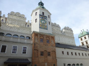 Turmuhr: Im Schlosshof der westpolnischen Hafenstadt Stettin.