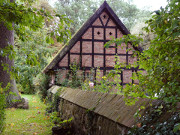 Blick in den Pfarrgarten: Kirchhof zu Morgenitz.