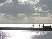 Auf der Hafenmole von Kamminke: Haffkste von Usedom.