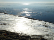 Achterwasser: Eisschollen an der Kste des Gnitz.