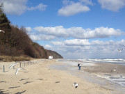 Eisiger Sturm: Einsamer Ostseestrand.