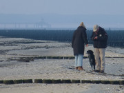 Usedomer Ostseestrand: Im Hintergrund die Seebrcke von Zinnowitz.