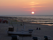 Ostseebad Koserow: Fischerboot, Strandkrbe, Ostsee, Sonnenuntergang.