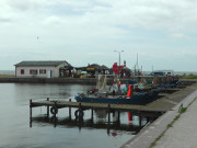 Fischerboote im Hafen: Kamminke am Stettiner Haff.