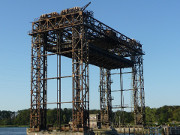 Eisenbahnhubbrcke im Peenestrom: Frhere Eisenbahnstrecke Berlin-Stettin.