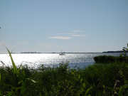 Segelboot auf der Spandowerhagener Wiek: Idyll am Peenemnder Haken.