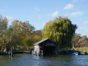 Westklne im Haffland von Usedom: Bootshaus an der "Kehle".