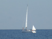 Wassersport auf Usedom: Segelboot auf der Ostsee.