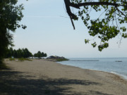 Kamminke im Usedomer Haffland: Sandstrand am Stettiner Haff.