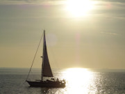 Segelboot auf dem Greifswalder Bodden: Wasserport auf Usedom.