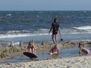 Abkhlung bei sommerlichen Temperaturen: Ostsee bei Ahlbeck.