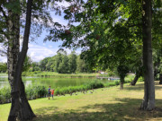 Entenfttern: Kinder am Ufer des Klpinsees.