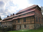 Mhlenmuseum: Mittelalterlicher Fachwerkbau in Hanshagen.