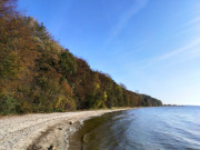 Steilkste am Stettiner Haff: Sandstrand bei Kamminke.