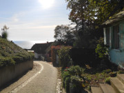 Blick herab zum Haff: Bergstrae von Kamminke.