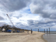 Wenig Betrieb: Baustelle am Ostseestrand von Koserow.