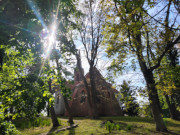 Kirchhof und Kirche: Krummin auf dem Wolgaster Ort.