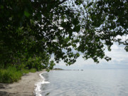 Schmaler Strand am Stettiner Haff: Kamminke im Sdosten Usedoms.