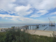 Ehrgeiziges Bauwerk: Bau der neuen Seebrcke im Ostseebad Koserow.