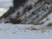 An der Steilkste von ckeritz: Erster Schnee auf dem Strand.