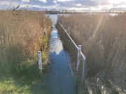 Steg unter Wasser: Achterwasser an der Halbinsel Loddiner Hft.